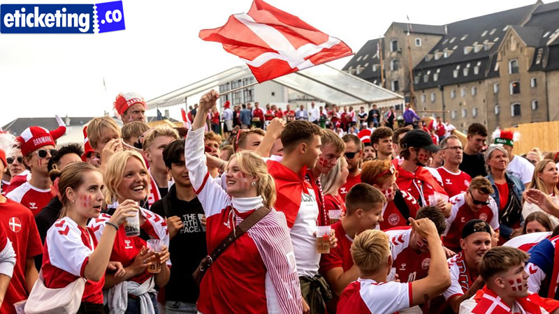 Denmark Football Team fans in Ophelia Plads Fan Village Euro 2020