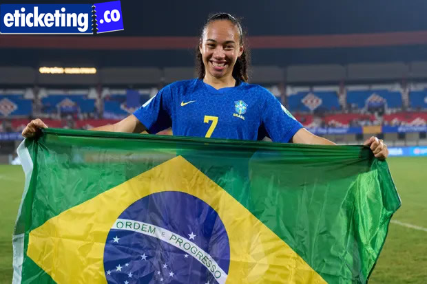 Aline Gomes of Brazil celebrates after defeating India in the Under-17 World Cup in October.